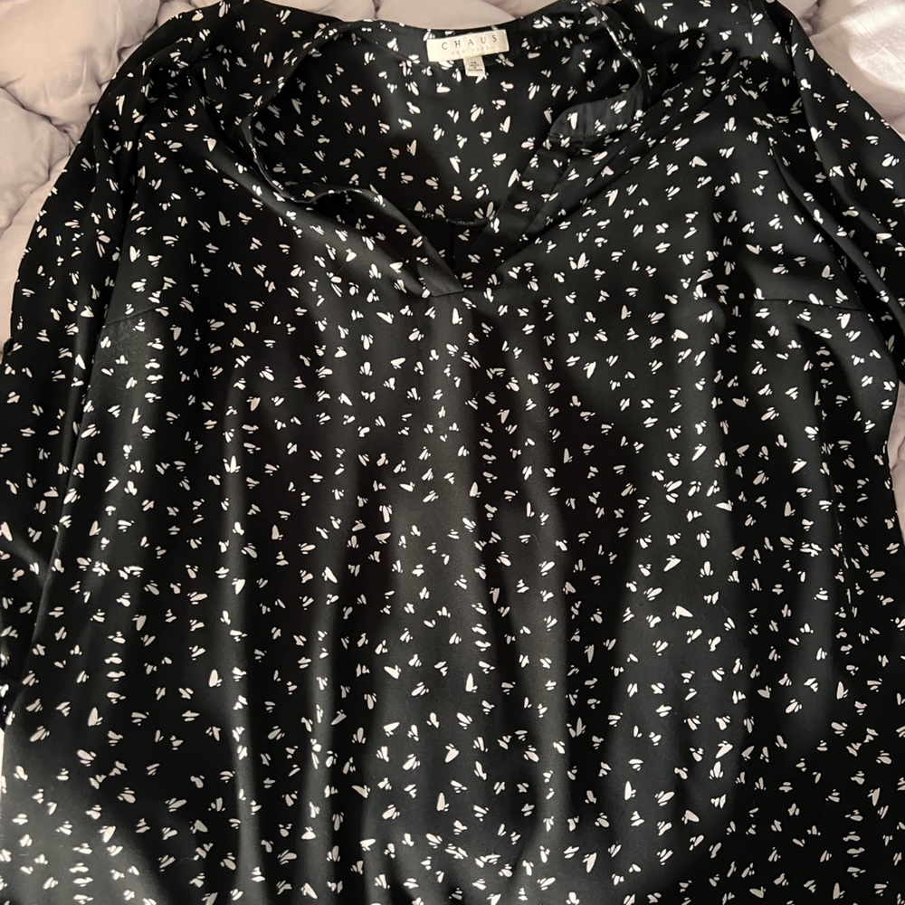 Black Blouse with White Pattern